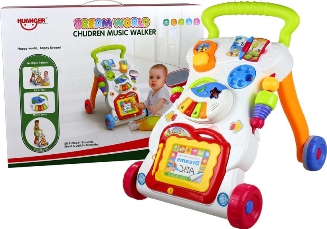 Multifunctionele looptrainer 3-in-1 met telefoon, pianootje en tekentablet