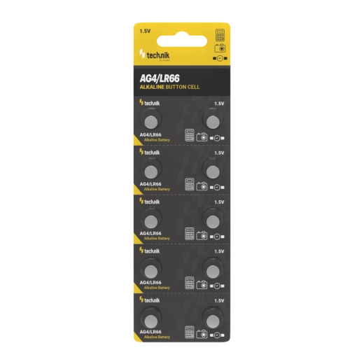 Alkaline knoopcelbatterij Technik Platinum AG4 / LR66 / LR626 / 377 1,5 V, verpakking 10 stuks