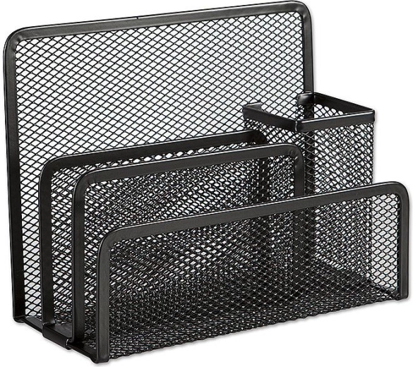 Metalen organizer voor brieven en schrijfwaren, zwart
