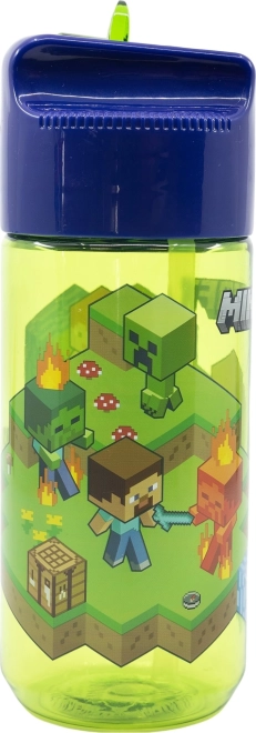 Kinderwaterfles met rietje Minecraft groenblauw