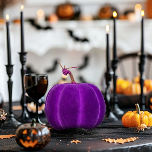 Halloweendecoratie pompoen paars 16,5 cm