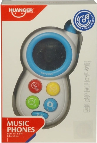 Kleurrijke kindertelefoon met melodieën en spiegeltje