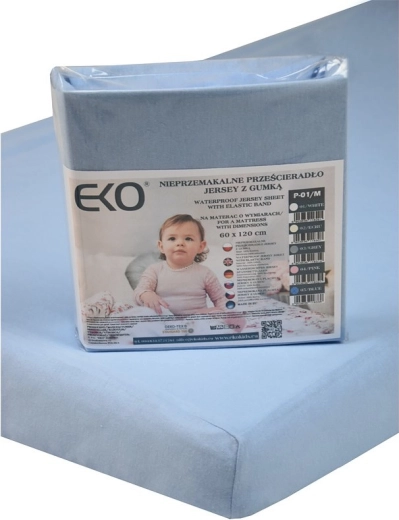 EKO waterdicht hoeslaken met elastiek jersey blauw 120 × 60 cm