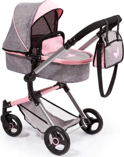 Combi-poppenwagen 2-in-1: reiswieg en sportversie
