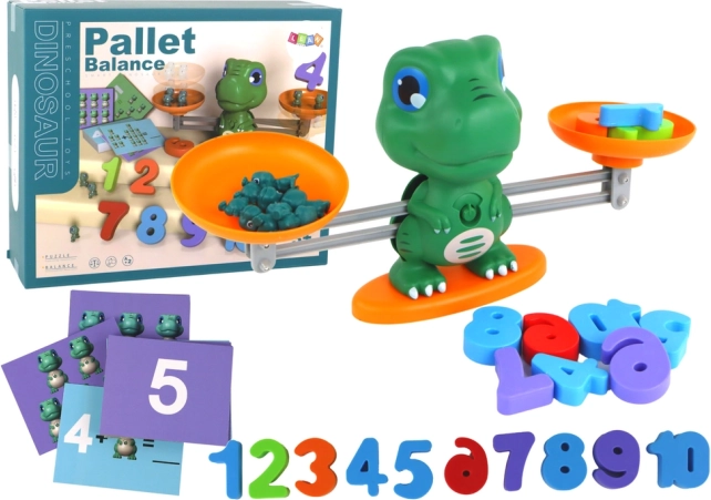 educatief dinosaurusspel – balansweegschaal en leren rekenen