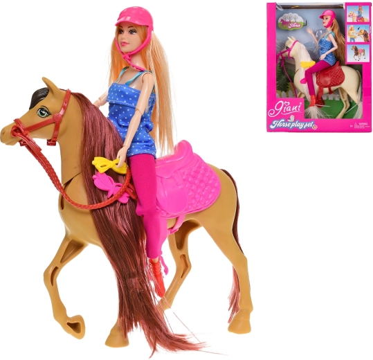 Pop met paard 29 cm en 33 cm – set voor kleine liefhebbers van paardrijden
