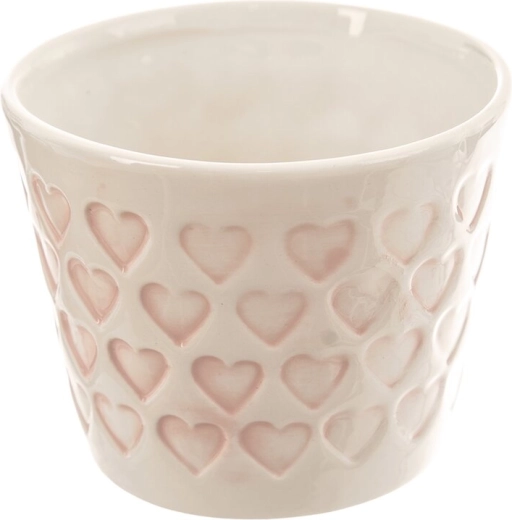 Keramische bloempot in hartvorm wit en roze 10 × 10 × 8 cm