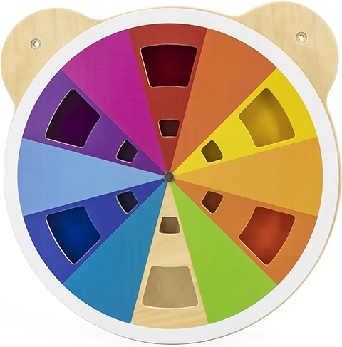 Houten bord met kleurmengsel in de vorm van een berenhoofd