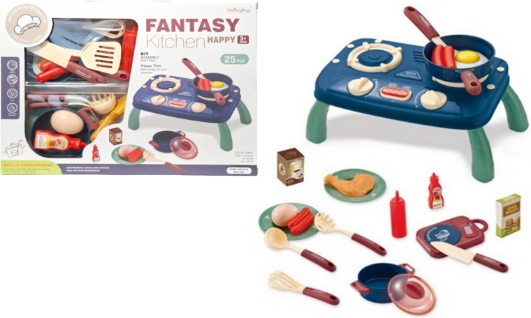 Kinderkeukentje met fornuis en accessoires