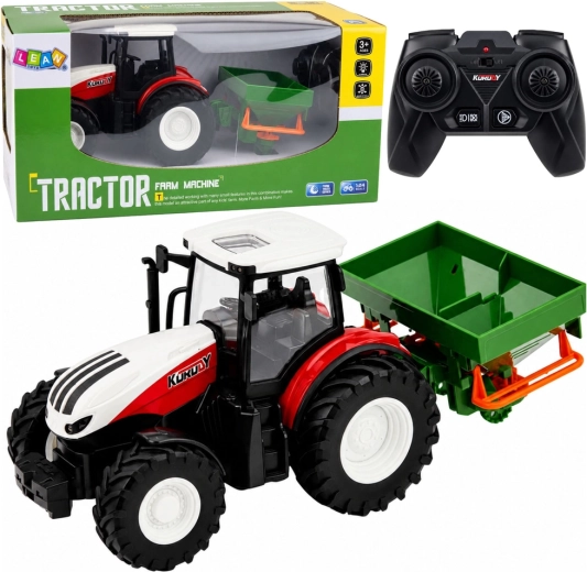 RC landbouwtractor met maai-/zaaimachine 1:24 met LED-verlichting (rood)