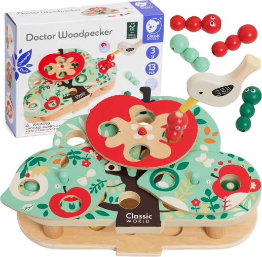 classic world magnetisch vaardigheidsspel vang het wormpje, 16 delen