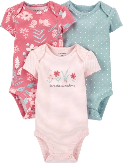 Carter's meisjesromper met korte mouwen Pinkblue, 3 stuks