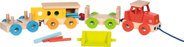 Open wagon met staven en vastzetten met elastiek