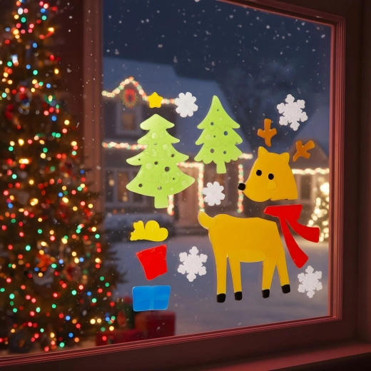 Gelige kerstdecoratie voor het raam - 1 stuk