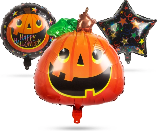 Set Halloween-folieballonnen met pompoenmotief - 5 stuks