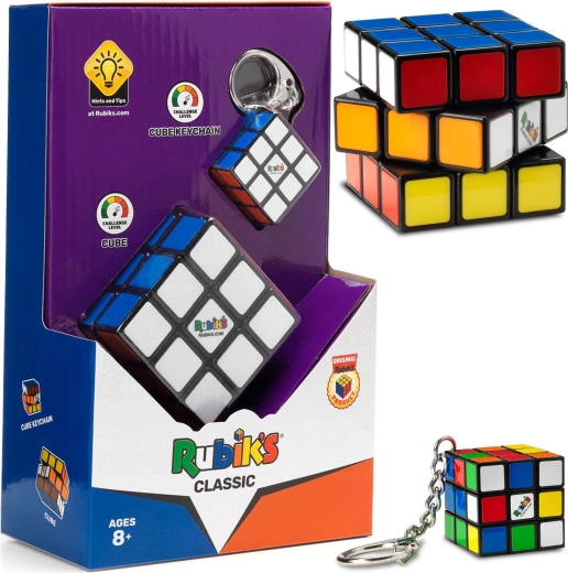 Klassieke Rubik’s kubus met sleutelhanger – beschadigde verpakking