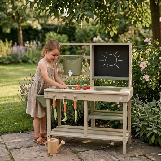 Krijtbord en tuingereedschap inbegrepen