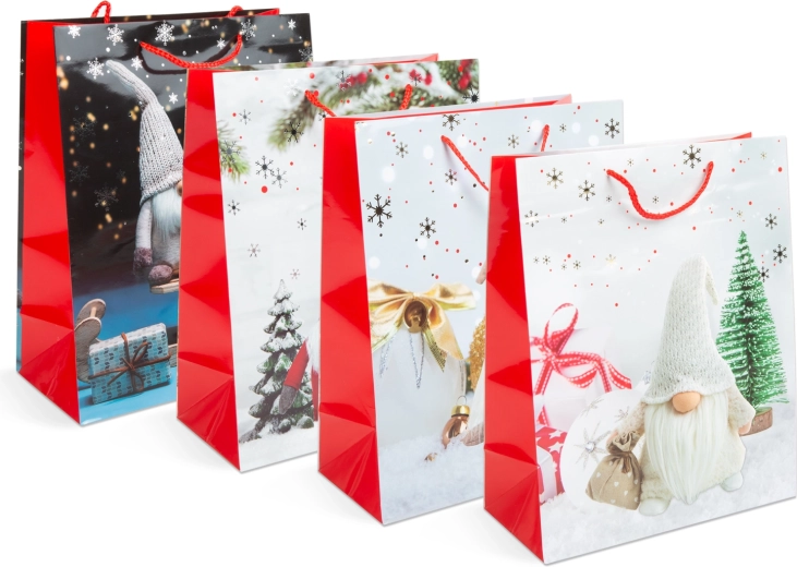 Kerstpapieren cadeauzakje voor een fles - 1 stuk