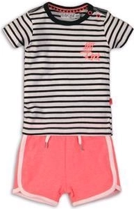 Dirkje kinder tweedelige set Joyful Lets Rock wit-zwart-roze