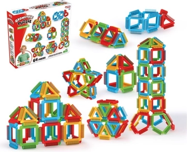 Bouwset geometrische puzzel 64 stukjes