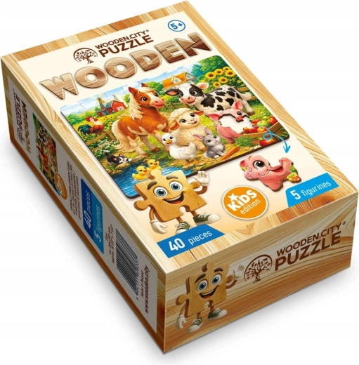 Houten puzzel WOODEN CITY Diertjes van de groene boerderij 40 stukjes