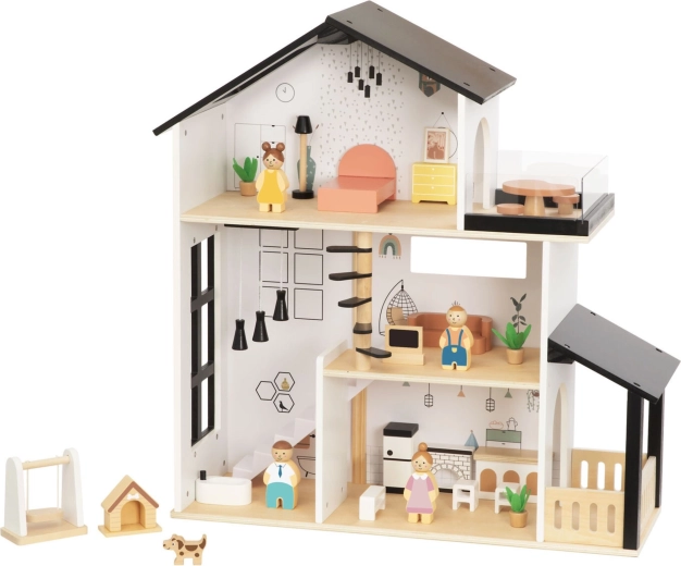 Drielaags poppenhuis met open constructie