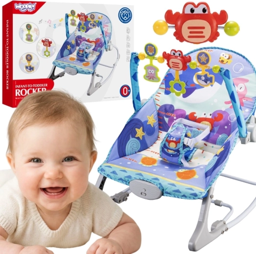 Woopie Baby schommelwipje en vibrerende bouncer 2-in-1 krab