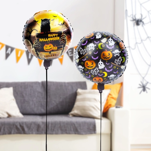 Set Halloween-folieballonnen pompoen en grafsteen – 2 stuks