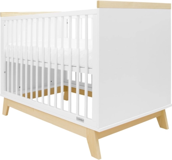 Kinderledikant met veiligheidsbarrière NEW BABY Marcus 120 × 60 cm wit/natuur