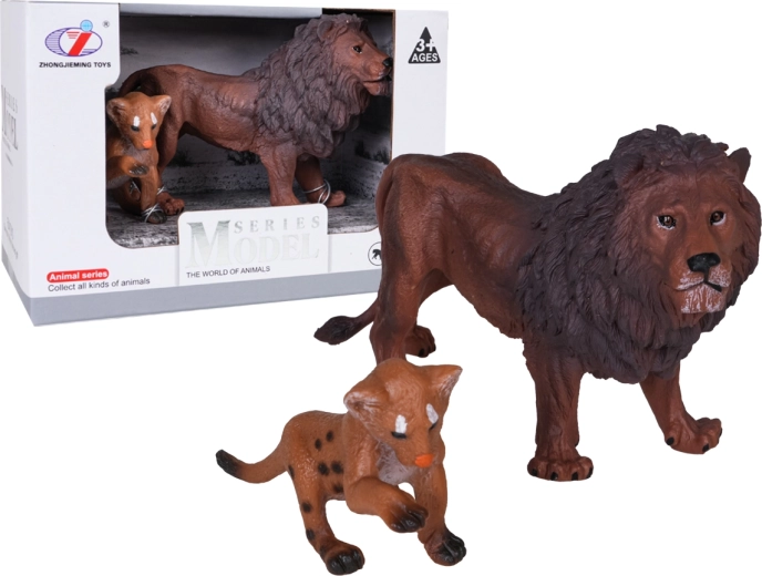 Set figuurtjes van een leeuw en een leeuwenwelp