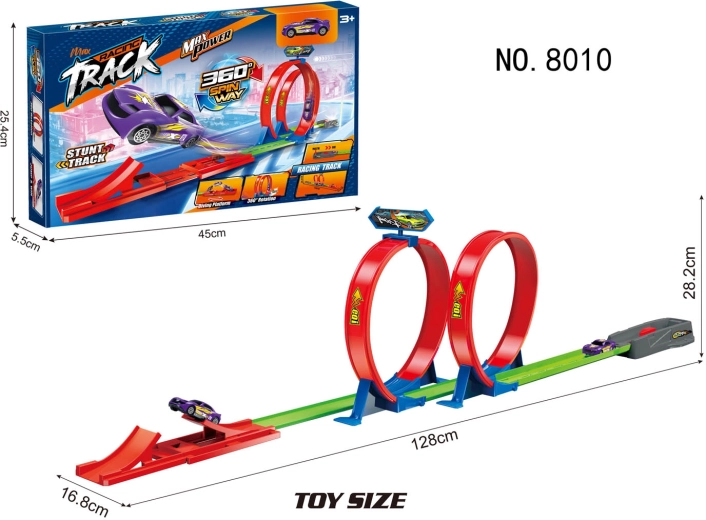 Racebaan scherpe lus 128 cm met autootje