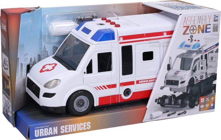 Schroefambulance met licht- en geluidseffecten, 31 cm