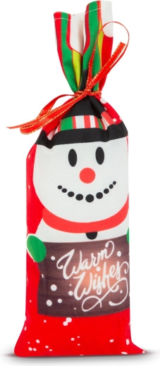 Kerstfleshouder met lint en sneeuwpop