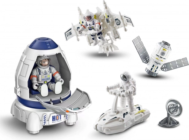 Ruimteset met raket en 2 astronautenfiguren