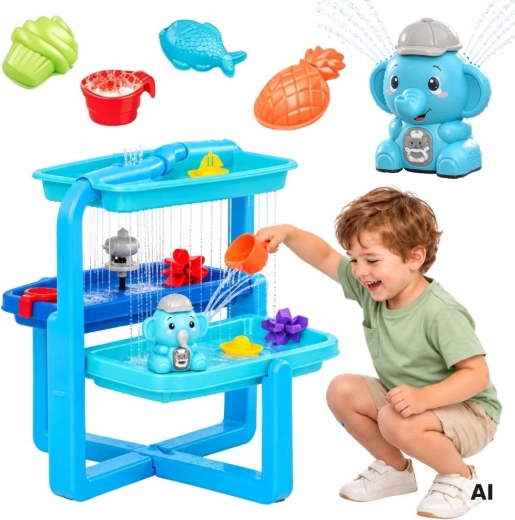 Water- en zandtafel 2-in-1 met fontein en olifantenpomp Woopie