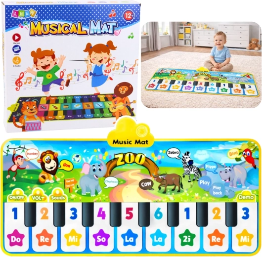 Interactieve muziekspeelmat zoo – kinderpiano, 10 toetsen en 10 melodieën
