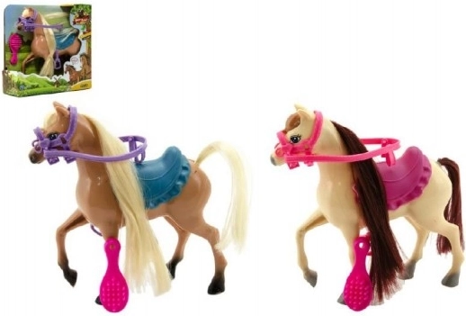 Kammen paard met accessoires, kunststof, 16 cm
