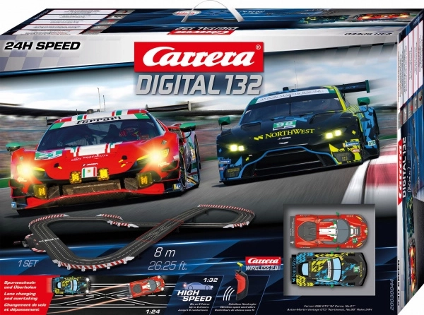 Carrera Digital 132 24H Speed racebaan 8 m met BMW M4 GT3 en Aston Martin Vantage GT3
