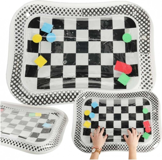 Contrasterend water speelgoed voor kinderen - zwart-wit dambord 65x50 cm