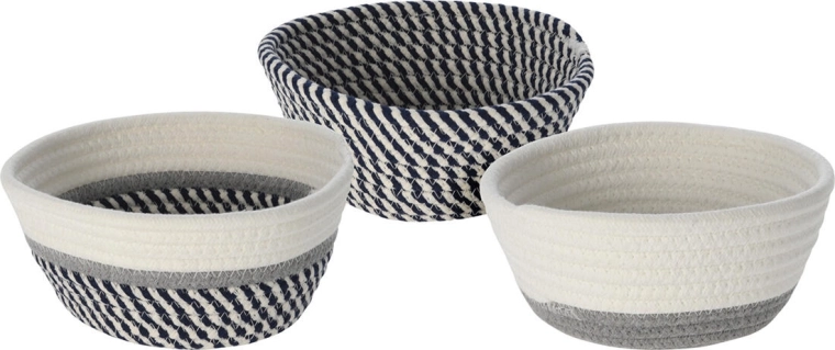 Ronde conische katoenen mand 18 cm – mix van kleuren en decoraties