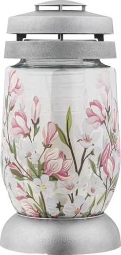 Begraafplaatslantaarn met magnoliemotief 22 cm, brandduur 36 u