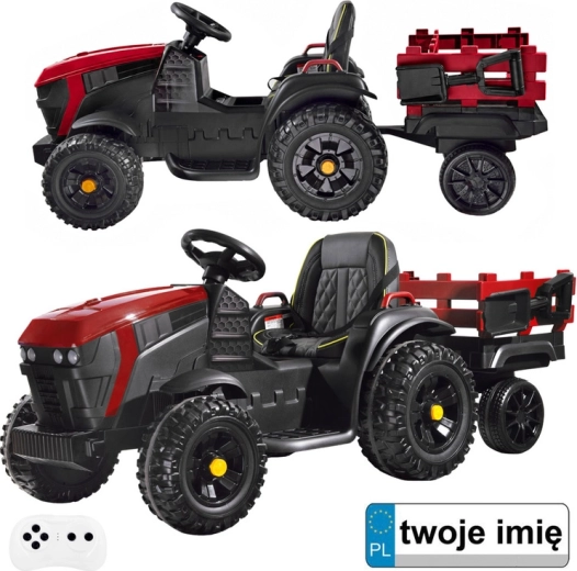 Kinder elektrische tractor met aanhanger – rood