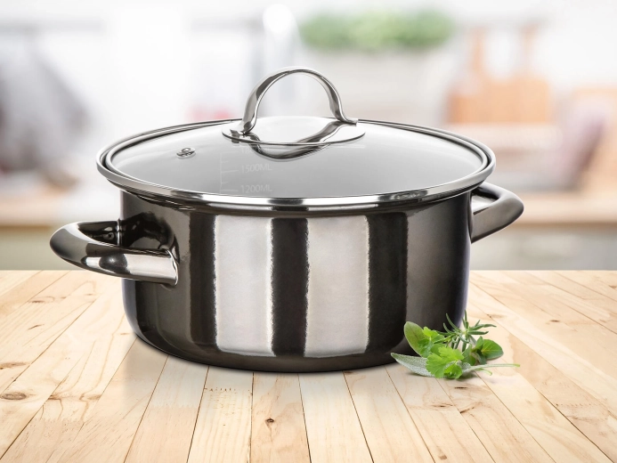 Duurzame geëmailleerde afwerking in de kleur Metallic Black