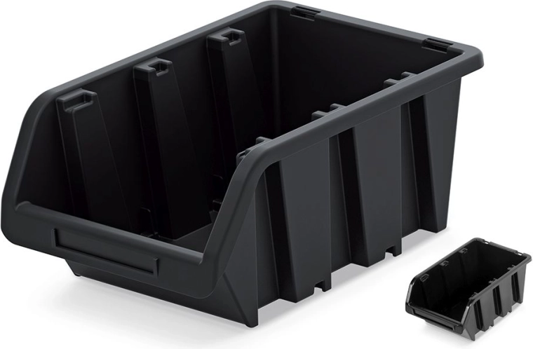 Kunststof stapelbare opbergbox 155 × 100 × 70 mm, zwart