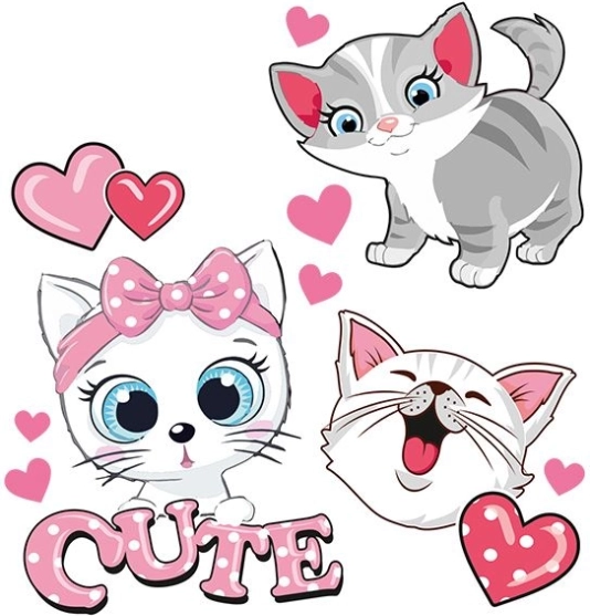 Strijkbare Stickers Schattige Katjes blad
