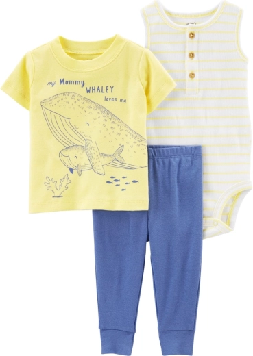 Carter’s 3-delige set voor baby Yellow Ocean – T-shirt met korte mouwen, joggingbroek en mouwloze romper