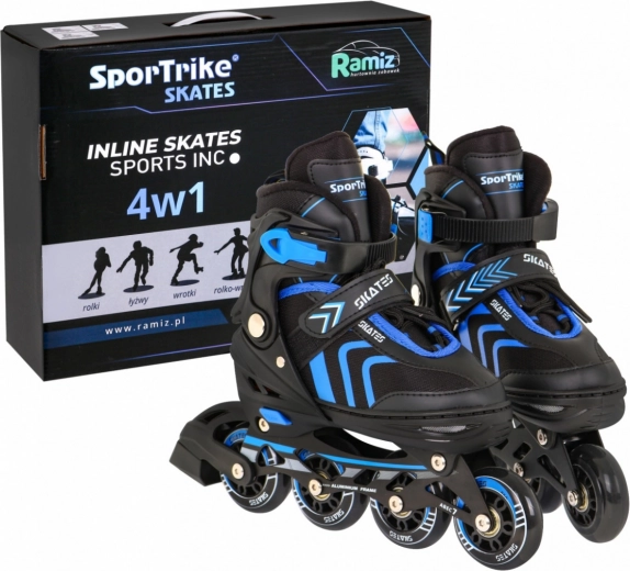 4-in-1 set kinderschaatsen: inline, quad en ijs – maat 39–43 – Blauw
