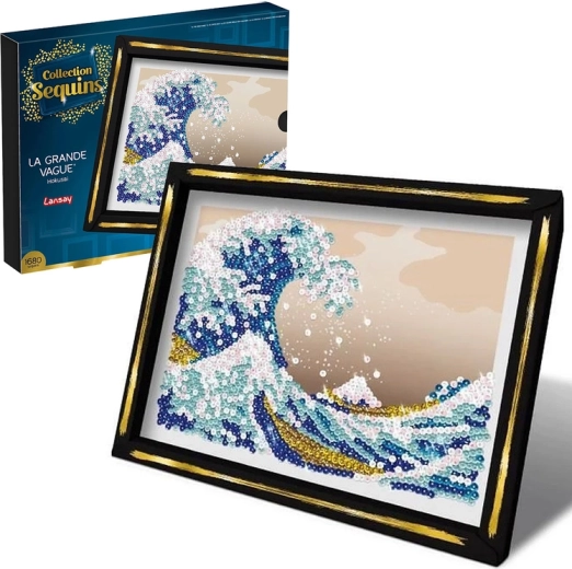 La grande vague paillettenafbeelding – zeegolf, creatieve set 1680 stuks