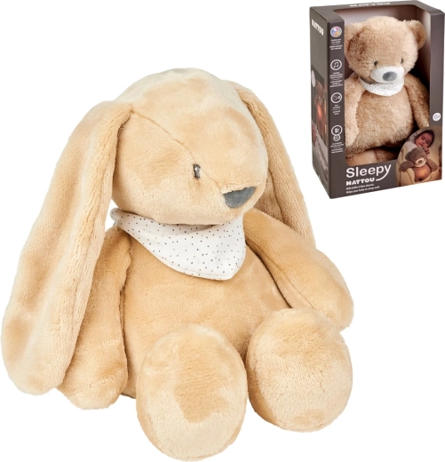 NATTOU pluchen slaaphulpje met lampje en huilsensor Sleepy Bunny pale brown