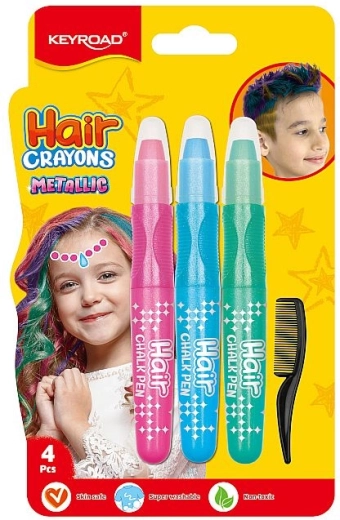 Haarkrijt KEYROAD Metallic Cool – roze, blauw en groen